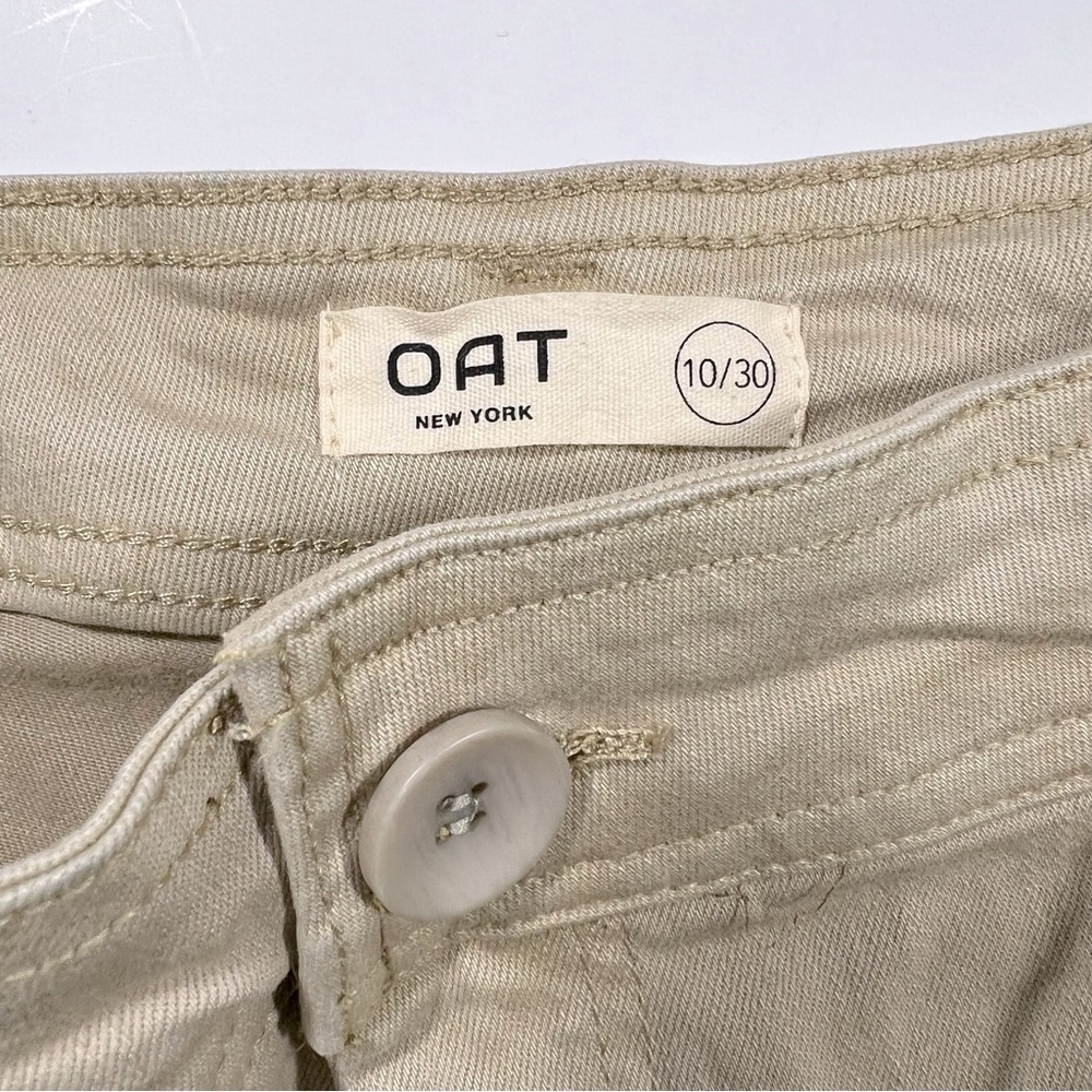 OAT NY | High Rise Wide Leg Raw Hem Oat Milk Tan Color Denim Pants | 10 / 30 - Picture 8 of 10